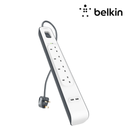 Belkin 4-Way Surge Protector (BSV401sa2M, Four AC Outlets, Dual Port USB Charging)