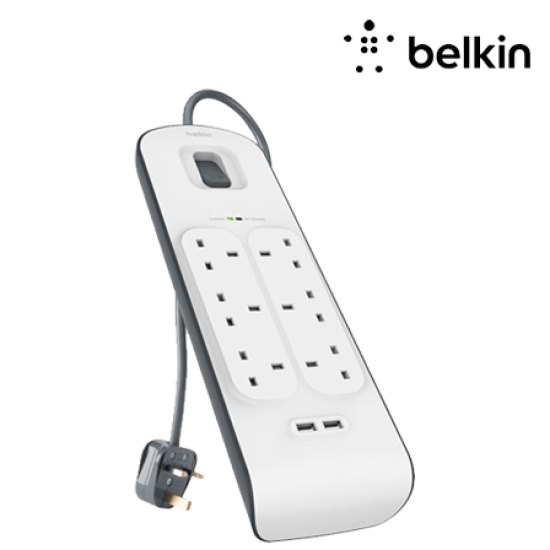 Belkin 6-Way Surge Protector (BSV604sa2M, 6 Surge-protected, Dual Port USB Charging)