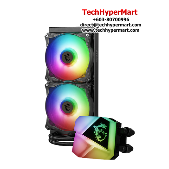 MSI MAG CORELIQUID C240 Cooler (Socket AM5, 120 x 120 x 25mm Fan, Two Ball Bearing, 18 dBA Noise Level) MSI MAG CORELIQUID C240 Cooler (Socket AM5, 120 x 120 x 25mm Fan, Two Ball Bearing, 18 dBA Noise Level)