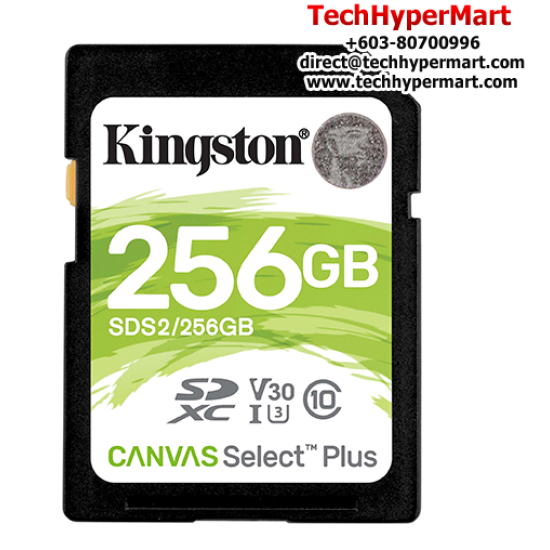 Kingston Canvas Select Plus SD Card (SDS2/256GB, 256GB Capacity, 100MB/s Read, 85MB Write, exFAT)