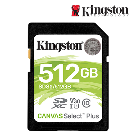 Kingston Canvas Select Plus SD Card (SDS2/512GB, 512GB Capacity, 100MB/s Read, 85MB Write, exFAT)