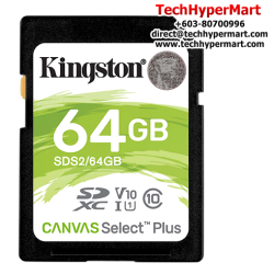 Kingston Canvas Select Plus SD Card (SDS2/64GB, 64GB Capacity, 100MB/s read, exFAT)