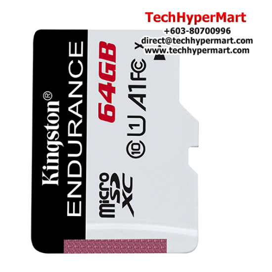 Kingston High Endurance MicroSD Memory Card (SDCE/64GB), 64GB Capacity, 95MB/s Read, 30MB/s Write, -25°C to 85°C