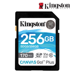 Kingston Canvas Go! Plus SD Card (SDG3/256GB, 256GB, 170MB/s read, 90MB/s write, exFAT)