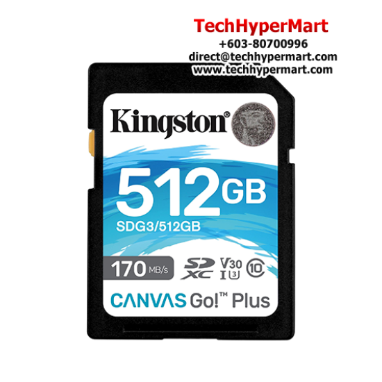 Kingston Canvas Go! Plus SD Card (SDG3/512GB, 512GB, 170MB/s read, 90MB/s write, exFAT)