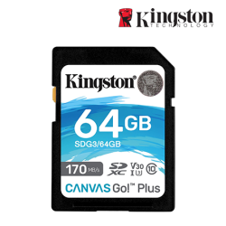 Kingston Canvas Go! Plus SD Card (SDG3/64GB, 64GB, 170MB/s read, 70MB/s write, exFAT)