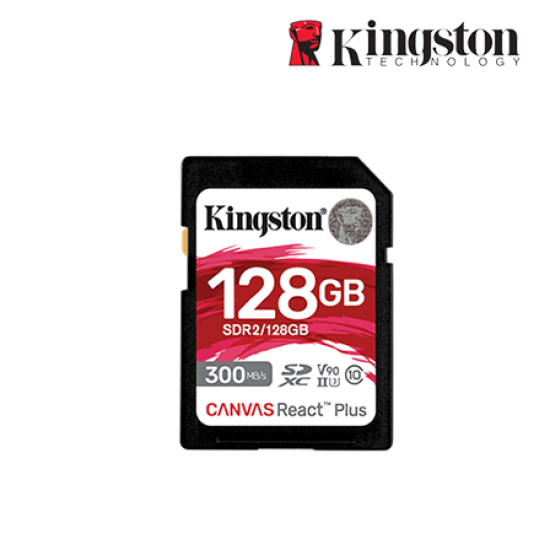 Kingston Canvas React Plus SD Card (SDR2/128GB, 128GB, 300MB/s read, 260MB/s write, exFAT)