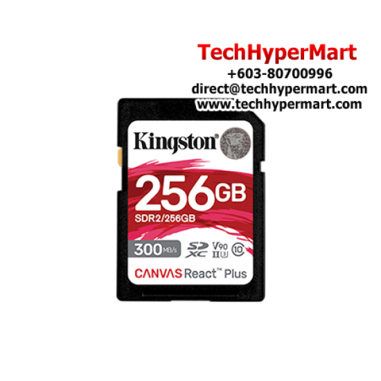Kingston Canvas React Plus SD Card (SDR2/256GB, 256GB, 300MB/s read, 260MB/s write, exFAT)