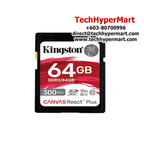 Kingston Canvas React Plus SD Card (SDR2/64GB, 64GB, 300MB/s read, 260MB/s write, exFAT)