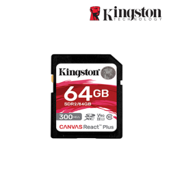 Kingston Canvas React Plus SD Card (SDR2/64GB, 64GB, 300MB/s read, 260MB/s write, exFAT)