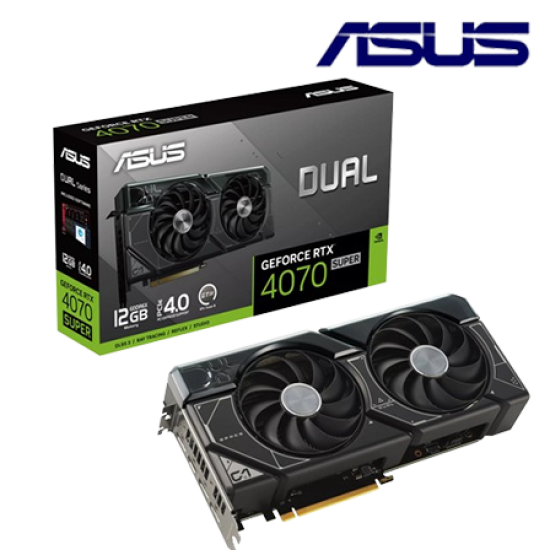 Asus DUAL-RTX4070S-12G Graphic Card (NVIDIA GeForce RTX 4070 SUPER, 12GB GDDR6X, PCI Express 4.0, 192-bit)