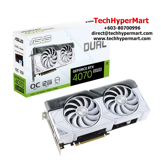 Asus DUAL-RTX4070S-O12G-WHITE Graphic Card (NVIDIA GeForce RTX 4070 SUPER, 12GB GDDR6X, PCI Express 4.0, 192-bit)