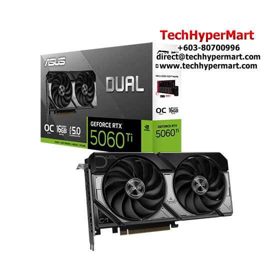 Asus DUAL-RTX5060TI-O16G Graphic Card (NVIDIA GeForce RTX 5060Ti, 16GB GDDR7, PCI Express 5.0, 128-bit)