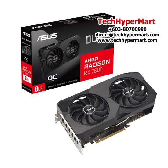 Asus DUAL-RX7600-O8G Graphic Card (AMD Radeon RX 7600, 8GB GDDR6, PCI Express 4.0, 128-bit)