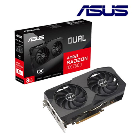 Asus DUAL-RX7600-O8G Graphic Card (AMD Radeon RX 7600, 8GB GDDR6, PCI Express 4.0, 128-bit)