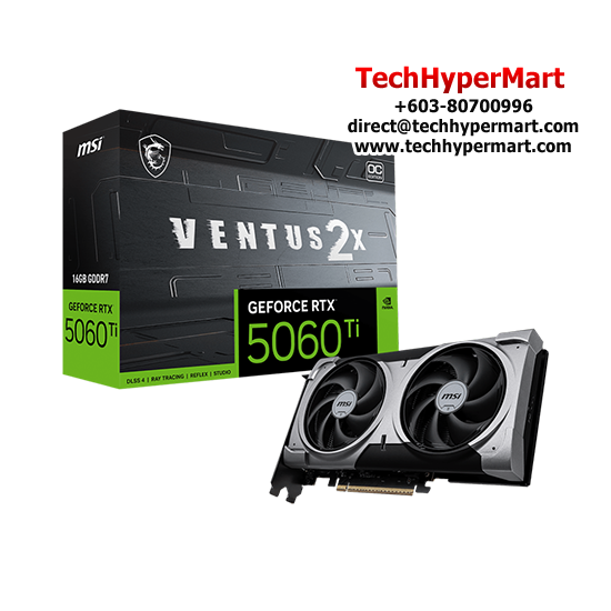MSI RTX 5060 Ti 16G VENTUS 2X OC PLUS Graphic Card (NVIDIA GeForce RTX 5060 Ti, GDDR7, PCI Express 5 x16, 128-bit)