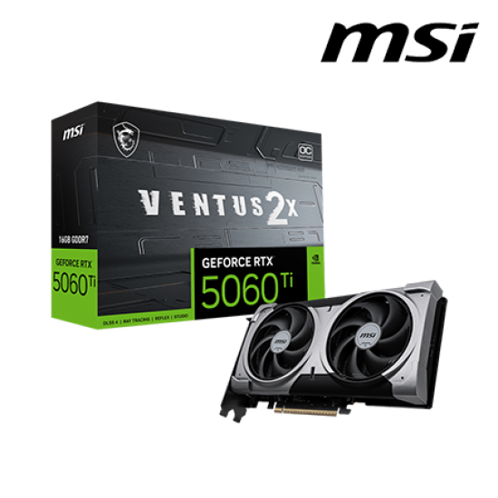 MSI RTX 5060 Ti 16G VENTUS 2X OC PLUS Graphic Card (NVIDIA GeForce RTX 5060 Ti, GDDR7, PCI Express 5 x16, 128-bit)