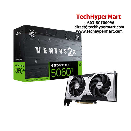 MSI RTX 5060 Ti 8G VENTUS 2X OC PLUS Graphic Card (NVIDIA GeForce RTX 5060 Ti, GDDR7, PCI Express 5 x16, 128-bit)
