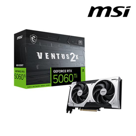 MSI RTX 5060 Ti 8G VENTUS 2X OC PLUS Graphic Card (NVIDIA GeForce RTX 5060 Ti, GDDR7, PCI Express 5 x16, 128-bit)