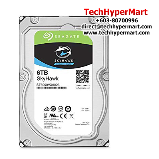 Seagate SkyHawk 6TB Surveillance Hard Drive (ST6000VX001, SATA 6Gb/s, 5900RPM, 256MB Cache, Supported up to 64 Cameras)