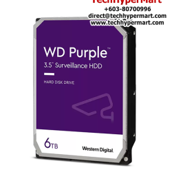 WD Purple 3.5" 6TB Surveillance Hard Drive (WD64PURZ) (6TB Capacity, SATA 6 Gb/s, 5400 RPM, 256MB Cache)