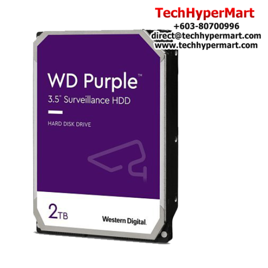 WD Purple 3.5" 2TB Surveillance Hard Drive (WD23PURZ, 2TB Capacity, SATA 6 Gb/s, 5400 RPM)
