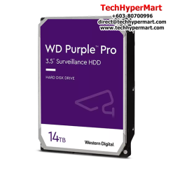 WD Purple Pro 3.5" 14TB Surveillance Hard Drive (WD141PURP) (14TB Capacity, SATA 6 Gb/s, 5400 RPM, 512MB Cache)
