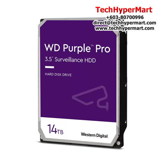WD Purple Pro 3.5" 14TB Surveillance Hard Drive (WD141PURP) (14TB Capacity, SATA 6 Gb/s, 5400 RPM, 512MB Cache)