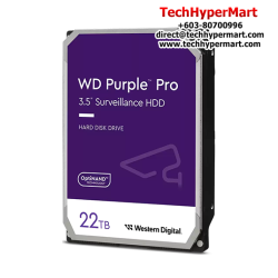 WD Purple Pro 3.5" 22TB Surveillance Hard Drive (WD221PURP) (22TB Capacity, SATA 6 Gb/s, 5400 RPM, 512MB Cache)