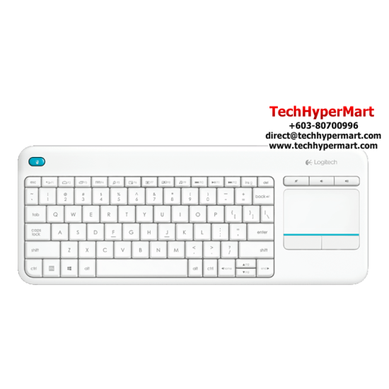 Logitech K400 Plus Wireless Touch Keyboard (For PC connected TVs, 10-meter wireless range)