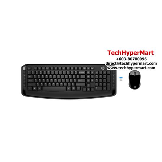 HP 300 Wireless Combo Keyboard & Mouse (10 Hot keys, 4 AAA batteries, Wireless)