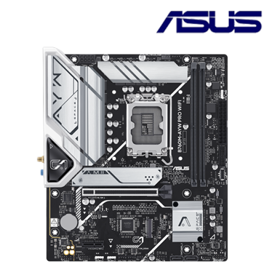 Asus B760M-AYW PRO WIFI Motherboard (Micro-ATX, Intel B760 Chipset, Socket LGA1700, DDR5 memory compatibility) Asus B760M-AYW PRO WIFI Motherboard (Micro-ATX, Intel B760 Chipset, Socket LGA1700, DDR5 memory compatibility)