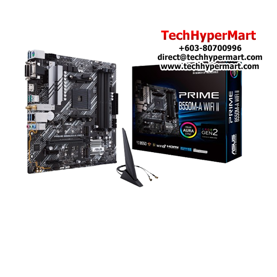 Asus PRIME B550M-A WIFI II Motherboard (Micro-ATX, AMD B550 Chipset, Socket AM4, DDR5 memory compatibility) Asus PRIME B550M-A WIFI II Motherboard (Micro-ATX, AMD B550 Chipset, Socket AM4, DDR5 memory compatibility)