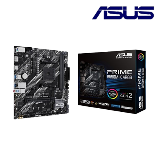 Asus PRIME B550M-K ARGB Motherboard (Micro-ATX, AMD B550 Chipset, Socket AM4, DDR4 memory compatibility) Asus PRIME B550M-K ARGB Motherboard (Micro-ATX, AMD B550 Chipset, Socket AM4, DDR4 memory compatibility)