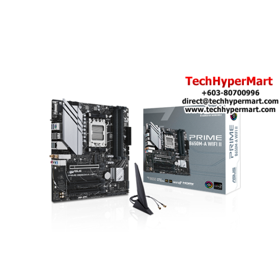 Asus PRIME B650M-A WIFI II Motherboard (M-ATX, AMD B650 Chipset, Socket AM5, DDR5 memory compatibility)