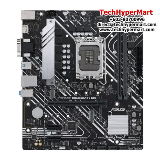 Asus PRIME B660M-K D4 Motherboard (Micro-ATX, Intel B660 Chipset, Socket LGA1700, DDR4 memory compatibility)