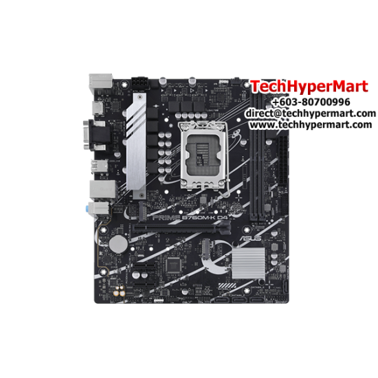 Asus PRIME B760M-K D4 Motherboard (M-ATX, Intel B760 Chipset, Socket LGA1700, DDR4 memory compatibility)