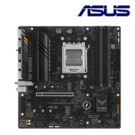 Asus TUF GAMING A620M-PLUS WIFI Motherboard (Micro-ATX, AMD A620 Chipset, Socket AM5, DDR5 memory compatibility) Asus TUF GAMING A620M-PLUS WIFI Motherboard (Micro-ATX, AMD A620 Chipset, Socket AM5, DDR5 memory compatibility)