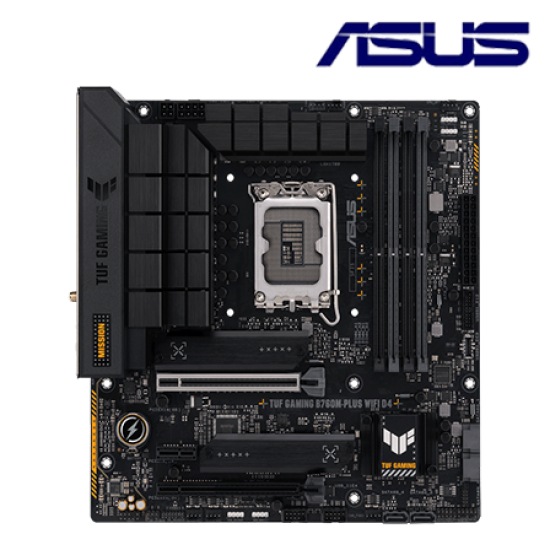 Asus TUF GAMING B760M-PLUS WIFI D4 Motherboard (M-ATX, Intel B760 Chipset, Socket LGA1700, DDR4 memory compatibility) Asus TUF GAMING B760M-PLUS WIFI D4 Motherboard (M-ATX, Intel B760 Chipset, Socket LGA1700, DDR4 memory compatibility)