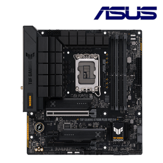 Asus TUF GAMING B760M-PLUS WIFI D4 Motherboard (M-ATX, Intel B760 Chipset, Socket LGA1700, DDR4 memory compatibility)