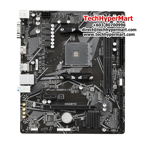 Gigabyte A520M-K-V2 Motherboard (Micro-ATX Form Factor, AMD A520 Chipset, Soket AM4, 2 x DDR4 up to 64GB)