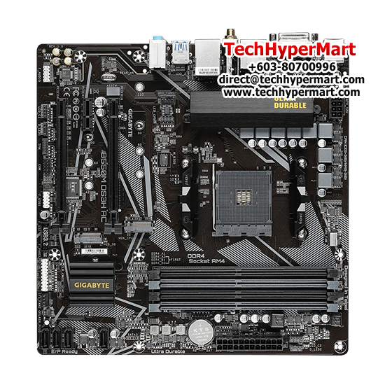 Gigabyte B550M-DS3H-AC Motherboard (Micro-ATX Form Factor, AMD B550 Chipset, Soket AM4, 4 x DDR4 up to 128GB)
