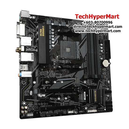 Gigabyte B550M-DS3H-AC Motherboard (Micro-ATX Form Factor, AMD B550 Chipset, Soket AM4, 4 x DDR4 up to 128GB)