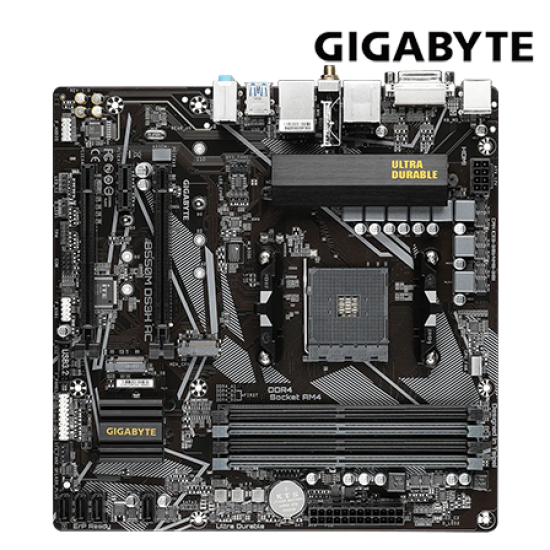 Gigabyte B550M-DS3H-AC Motherboard (Micro-ATX Form Factor, AMD B550 Chipset, Soket AM4, 4 x DDR4 up to 128GB)