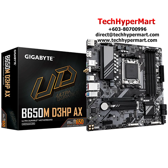 Gigabyte B650M-D3HP-AX Motherboard (Micro-ATX Form Factor, AMD B650 Chipset, Soket AM5, 4 x DDR5 up to 192GB)