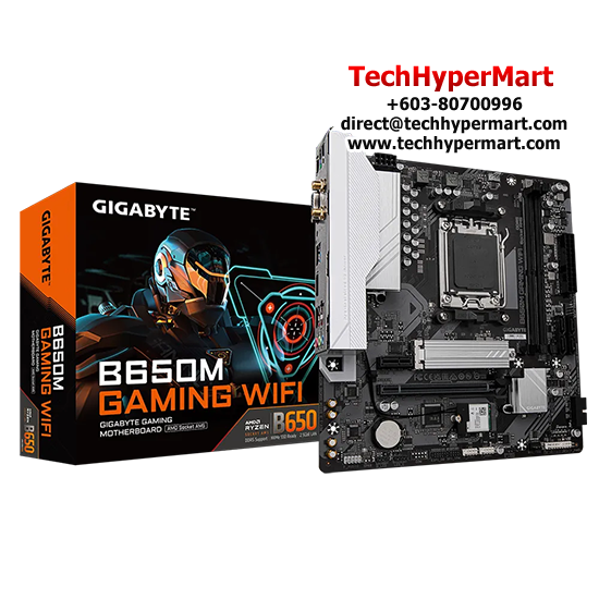 Gigabyte B650M-GAMING-WIFI Motherboard (Micro-ATX Form Factor, AMD B650 Chipset, Soket AM5, 4 x DDR5 up to 96GB)