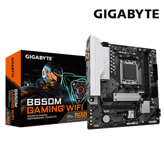 Gigabyte B650M-GAMING-WIFI Motherboard (Micro-ATX Form Factor, AMD B650 Chipset, Soket AM5, 4 x DDR5 up to 96GB)