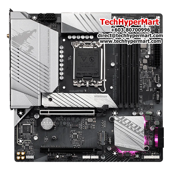 Gigabyte B760M-AORUS-ELITE-AX Motherboard (Micro-ATX Form Factor, Intel B760 Chipset, Soket LGA1700, 4 x DDR5 up to 192GB)