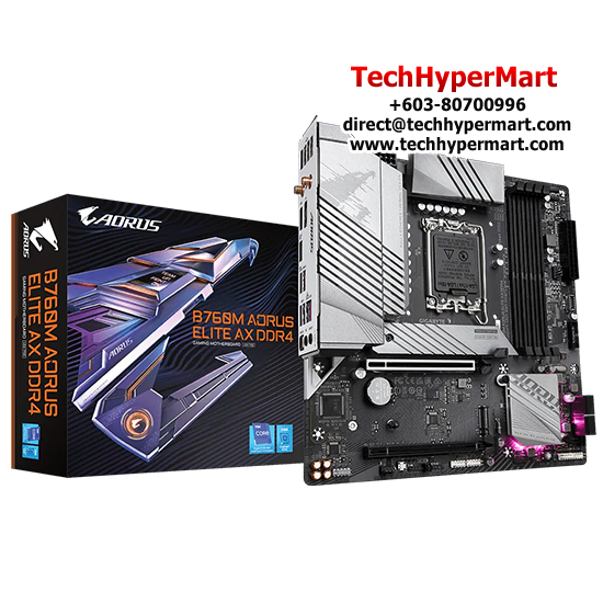 Gigabyte B760M-AORUS-ELITE-AX-DDR4 Motherboard (Micro-ATX Form Factor, Intel B760 Chipset, Soket LGA1700, 4 x DDR5 up to 192GB)