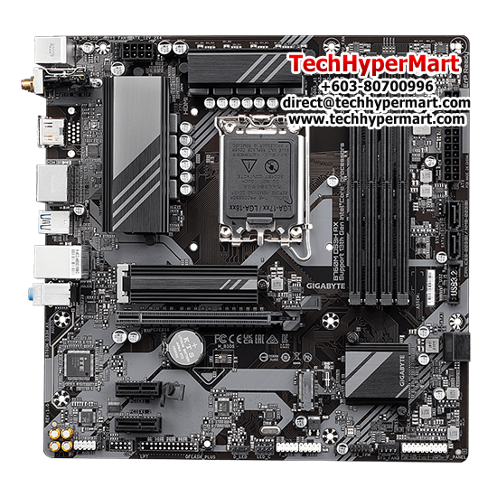 Gigabyte B760M-DS3H-AX Motherboard (Micro-ATX Form Factor, Intel B760 Chipset, Soket LGA1700, 4 x DDR5 up to 192GB)